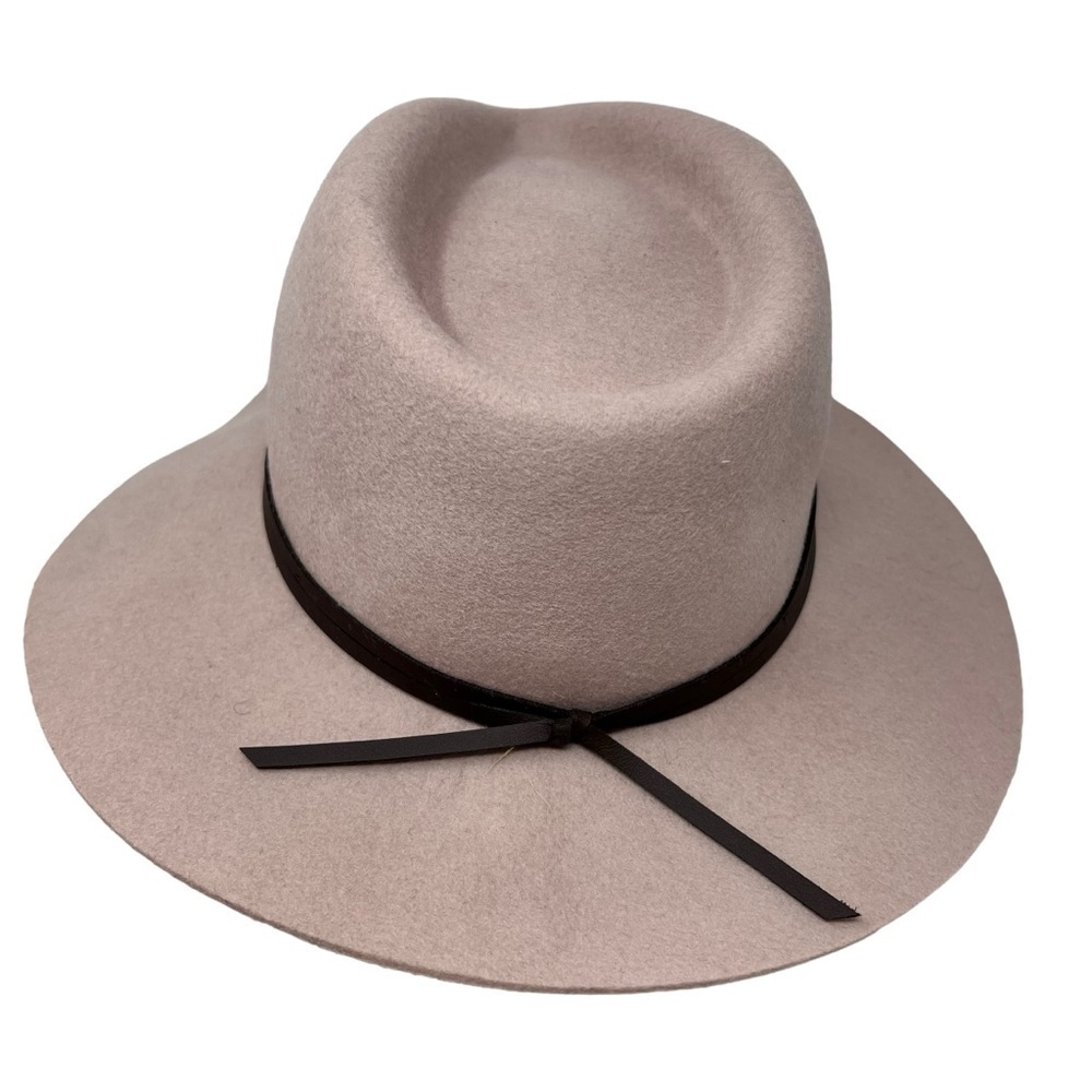 Morgan & Taylor Wool Dusty Pink Brown Trim Fedora Hat Adj OSFM Western Country